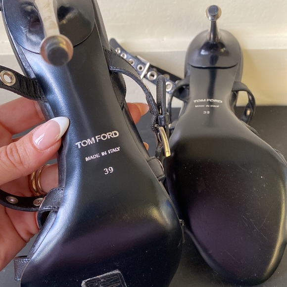 Tom Ford Black Open Stud Strap Sandal Size 39 - Picture 4 of 9